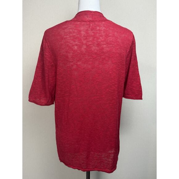J. Jill Women's Cardigan Open Front Red Linen Cotton Blend S/S Lightweight M - Picture 4 of 11